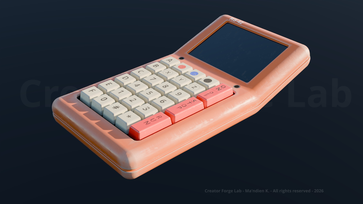 Small computer orange - Game Ready - 4K PBR - (high poly)
